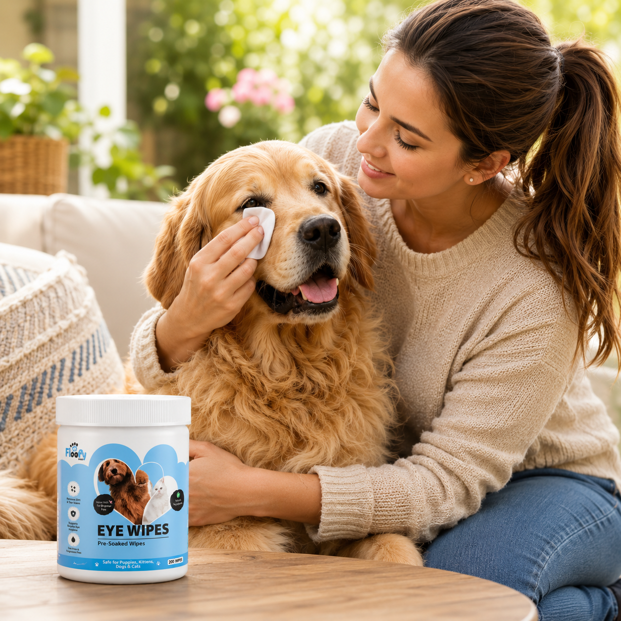 Floofy Paws Dog Eye Wipes & Cat Eye Wipes – 200 Pre-Soaked Pet Eye Cleaning Wipes with Aloe Vera, Coconut Extract & Vitamin E – Removes Tear Stains, Eye Discharge & Dirt – Gentle Daily Eye Care for Dogs, Cats, Puppies & Kittens - Image 3