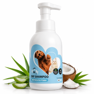 Floofy Paws Waterless Foam Dry Shampoo for Dogs & Cats – 400ml No Rinse Pet Shampoo with Aloe Vera, Coconut Oil & Vitamin E – Cleans, Deodorises & Moisturises Coat – Plant-Based Grooming Foam
