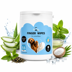 Floofy Paws Dog Dental Finger Wipes for Teeth Cleaning – 55 Pre-Soaked Finger Tooth Wipes for Dogs & Cats – Removes Plaque & Tartar, Helps Reduce Bad Breath, Supports Healthy Gums – Alcohol Free Pet Dental Wipes